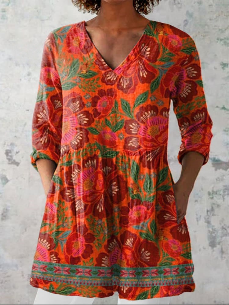 Joséphine | Chemise Ethnique Florale d’Été