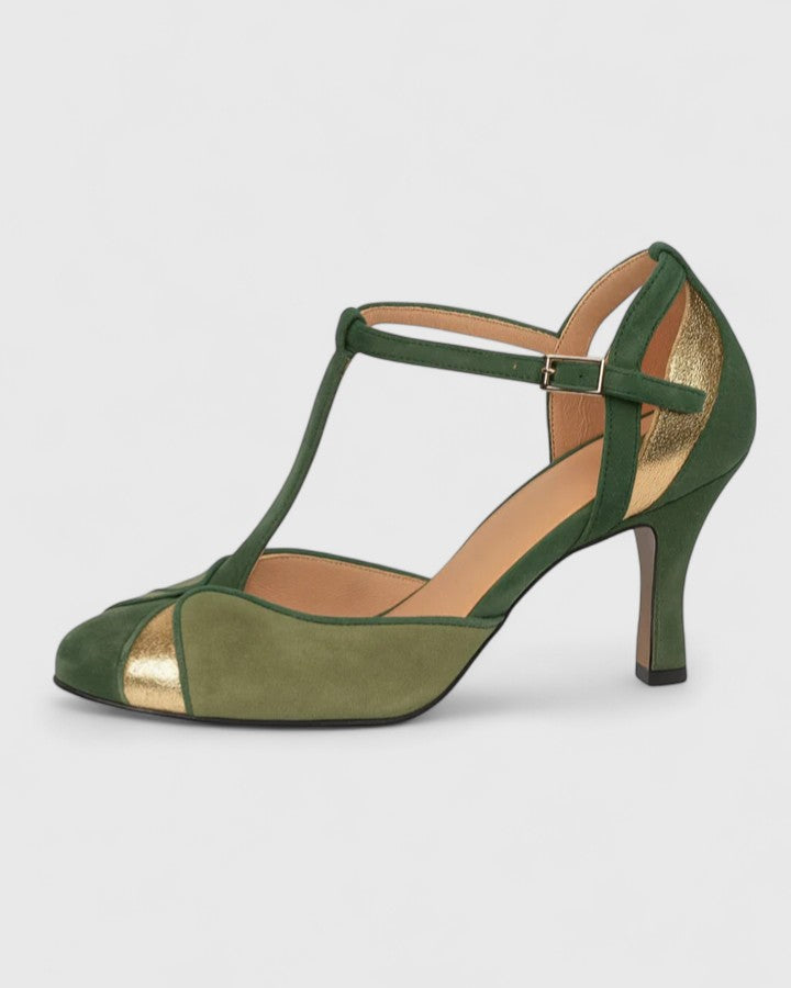 Daphné™ | Sandales T-Strap Vert Élégant