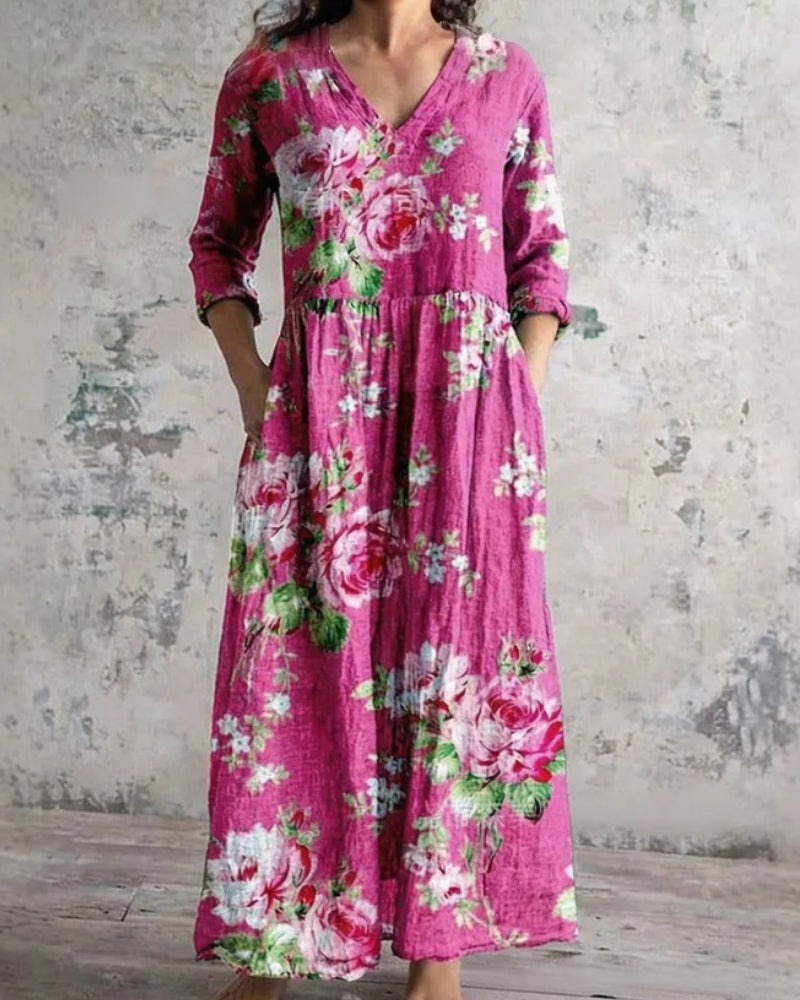 Marion | Robe Élégante à Motif Lana