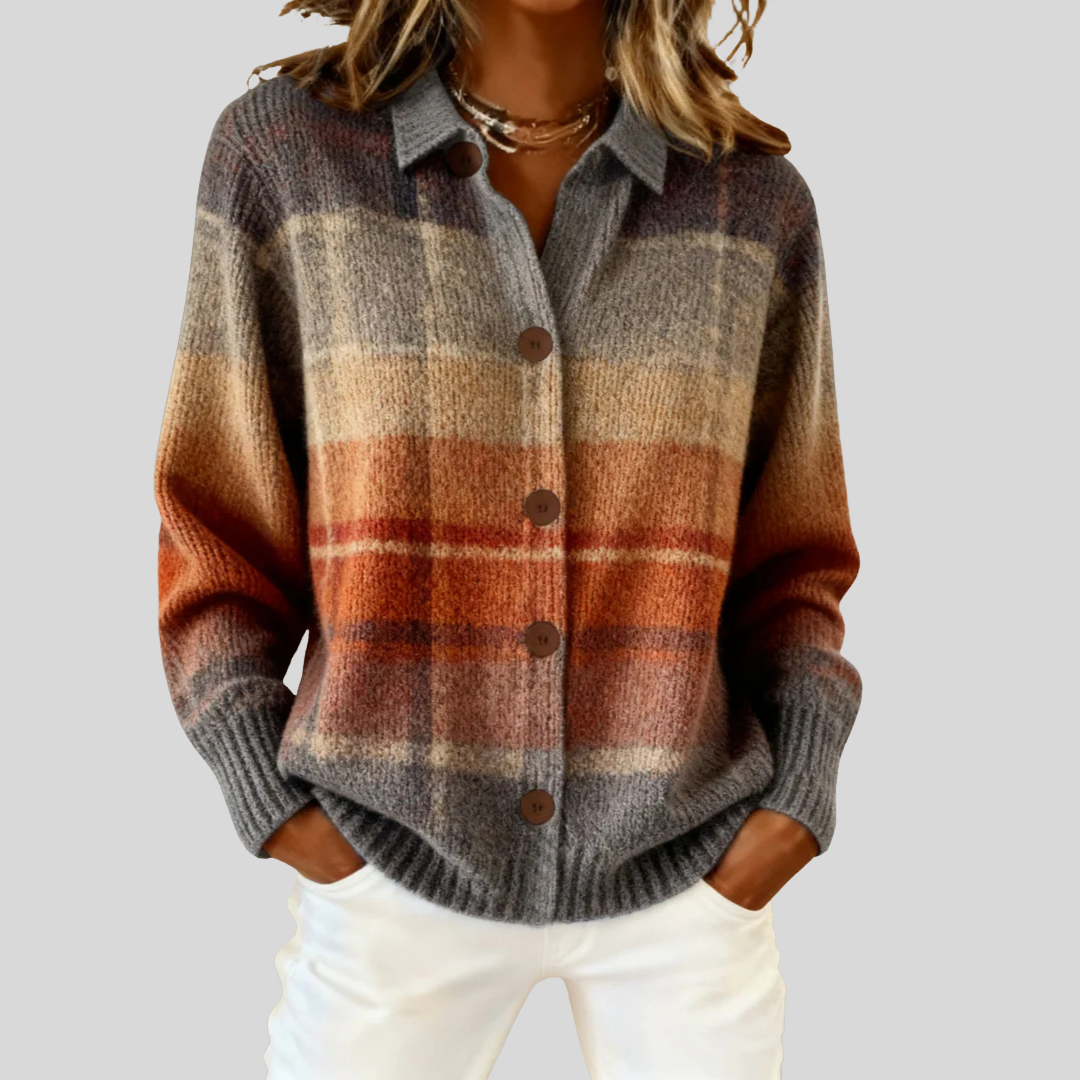 Clotilde™ | Cardigan Carreaux Nuancés