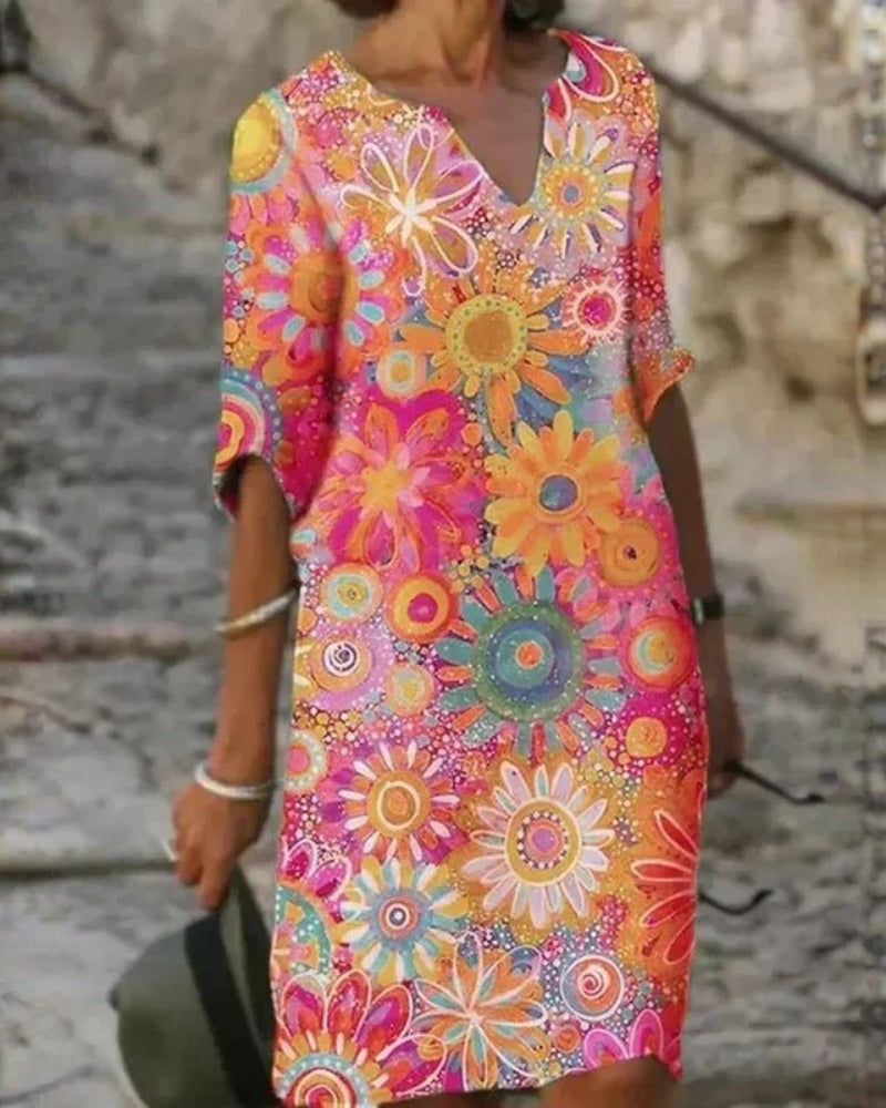 Élodie | Robe Midi Florale Éclatante