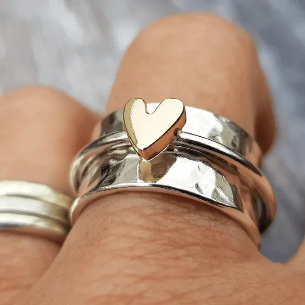 Azélie™ | Bague Argent Cœur Or