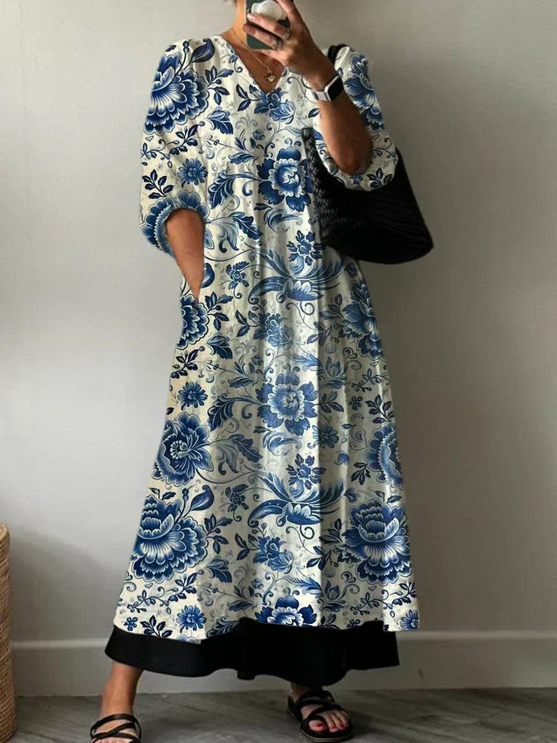 Inès | Robe Élégante à Motif Mia