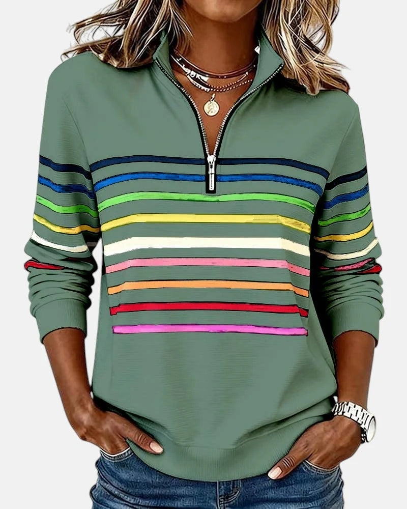Jeanne | Sweat à Fermeture Éclair à Motif Coloré