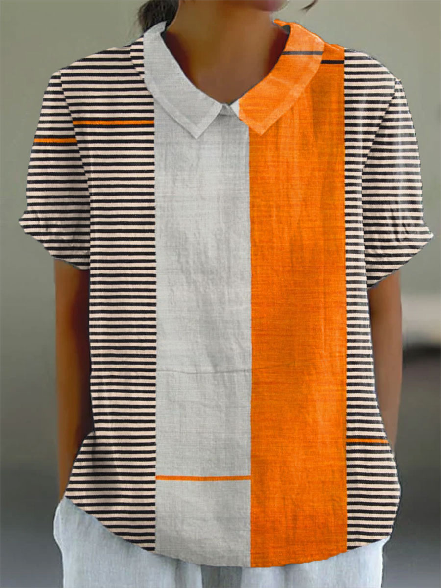 Nora | Chemise à Rayures et Blocs de Couleurs