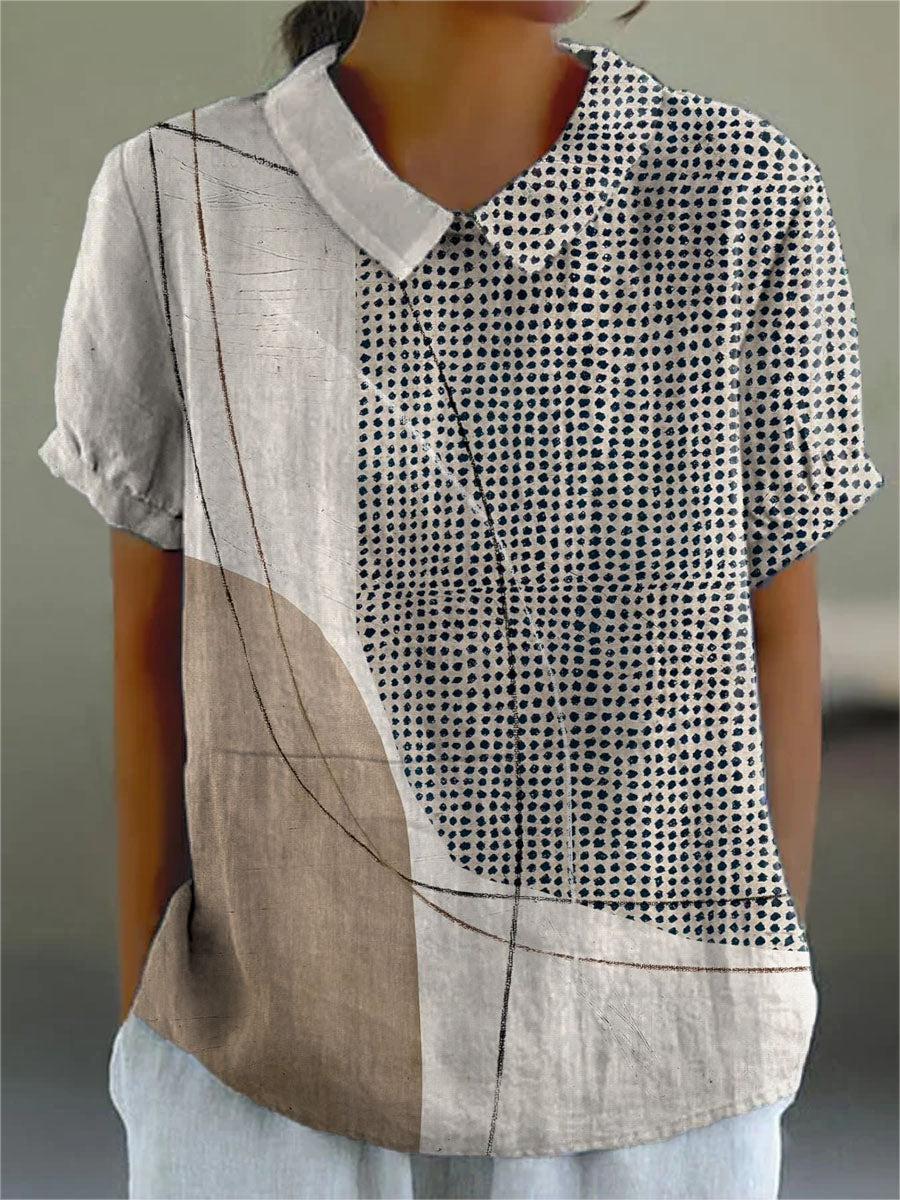 Amélie | Chemise à Motif Abstrait à Pois et Lignes