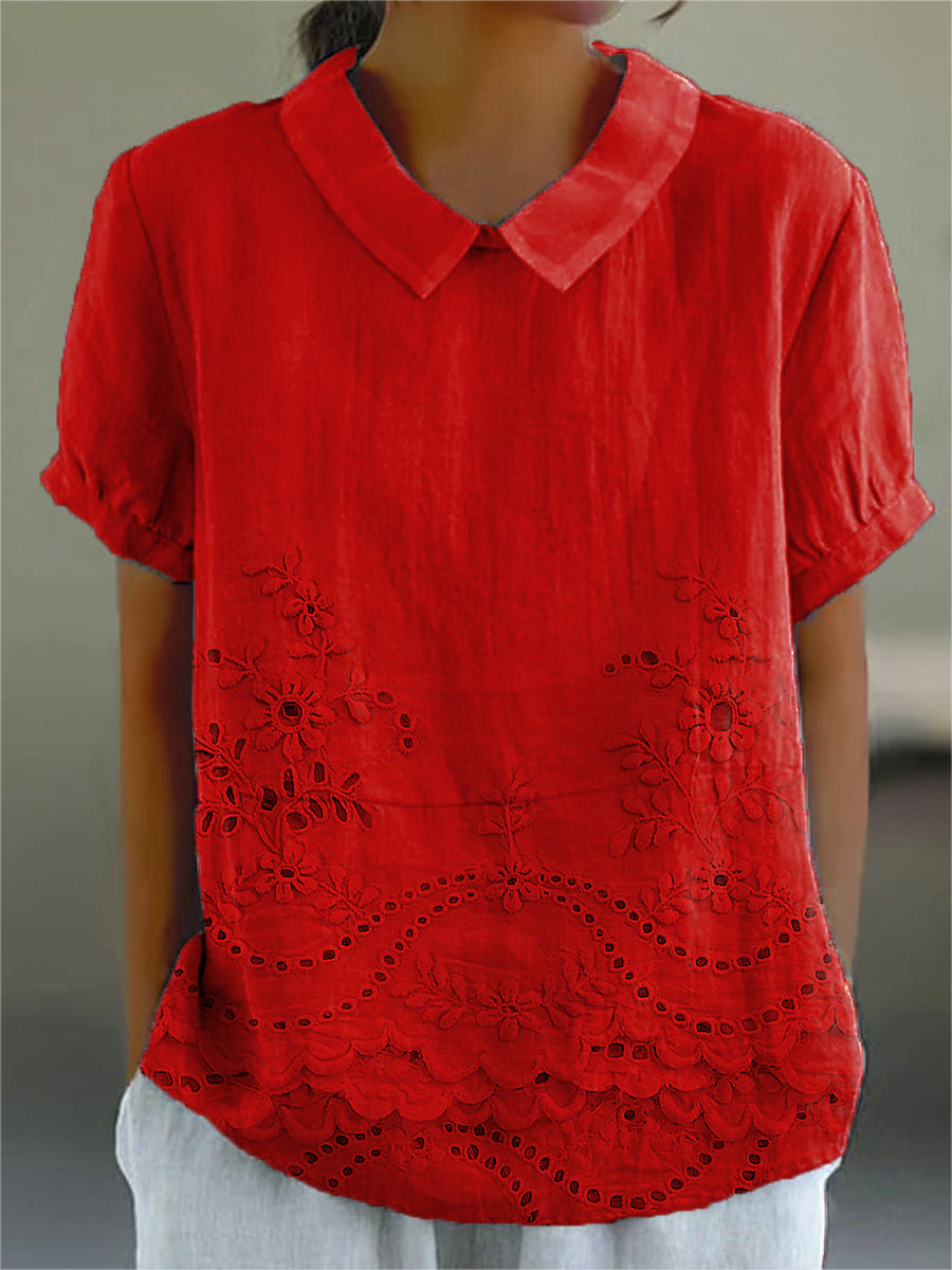 Élise | Chemise à Motif Floral Brodé