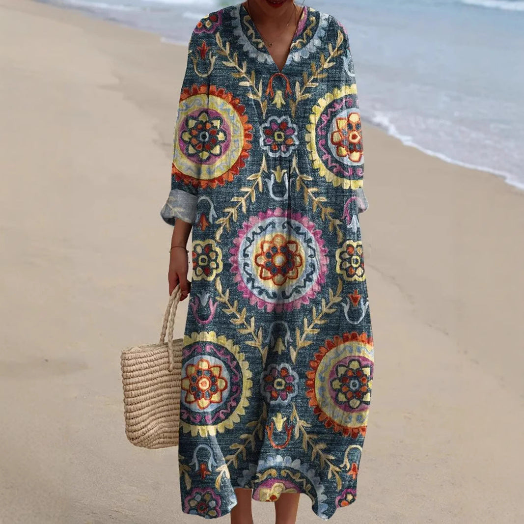 Vireliane™ | Robe Maxi Motifs Circulaires