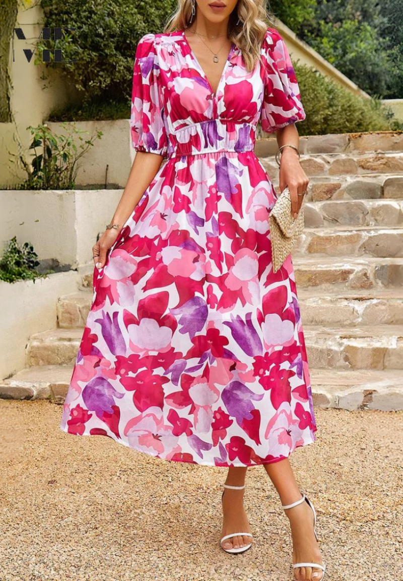 Liorène™ | Robe V Imprimée