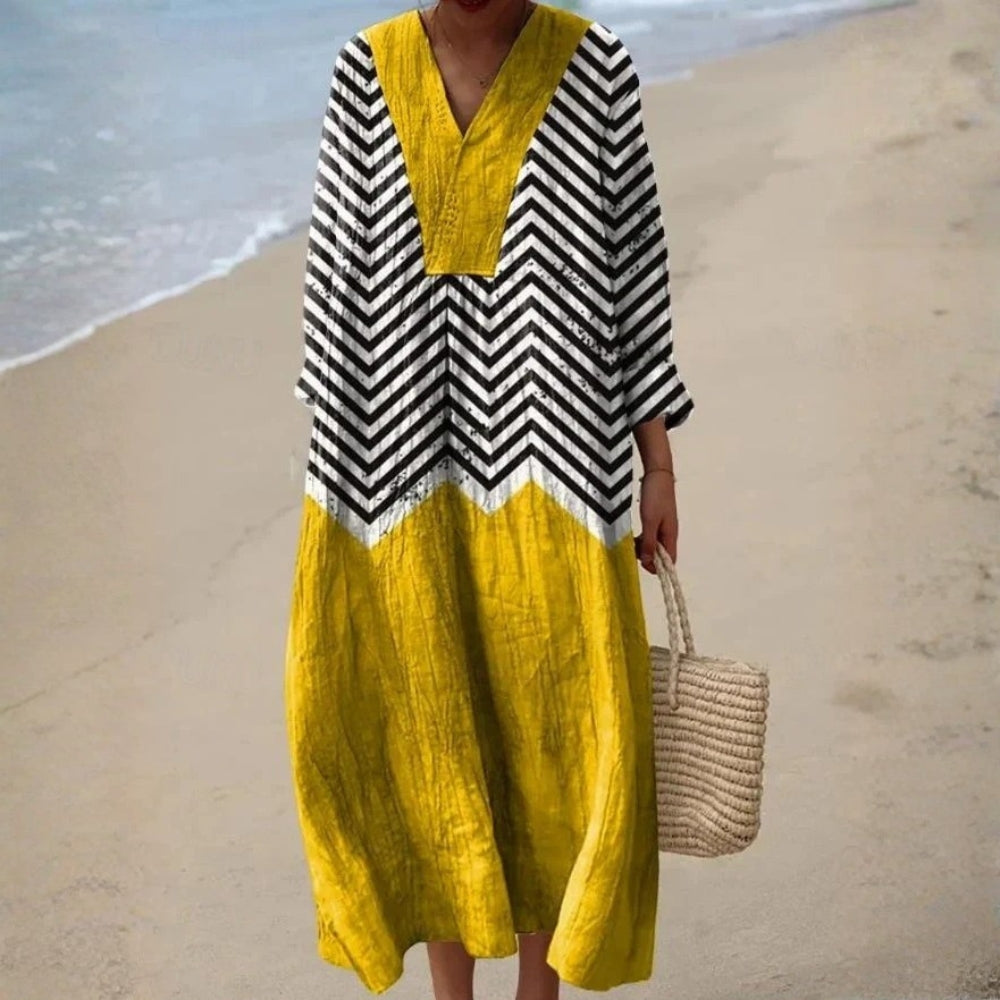Virelia™ | Robe Maxi Motif Lignes Dynamiques