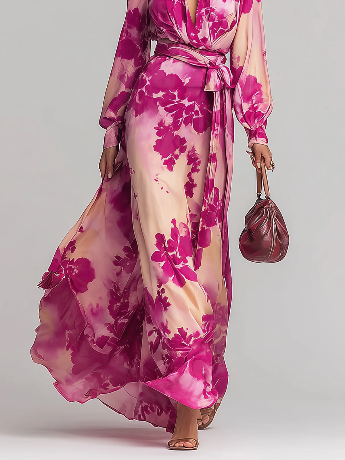 Corinne | Robe Chemise Midi Imprimée Ceinturée