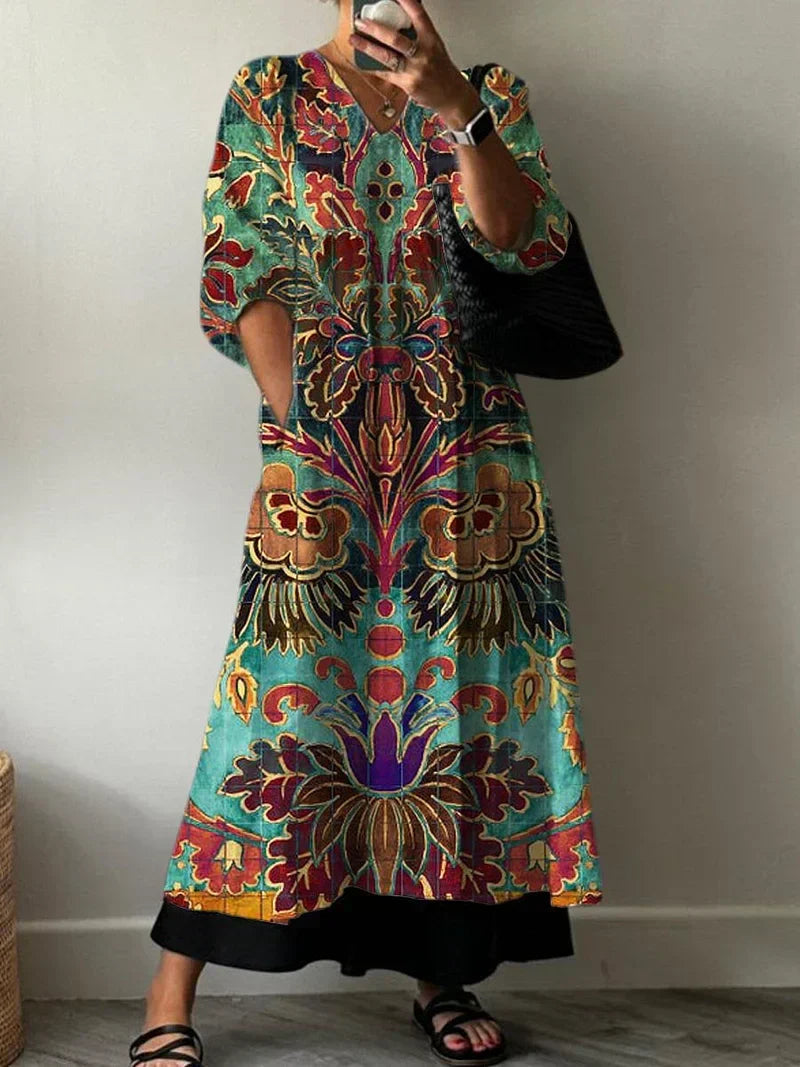 Élodie | Robe Élégante à Motif Carolina