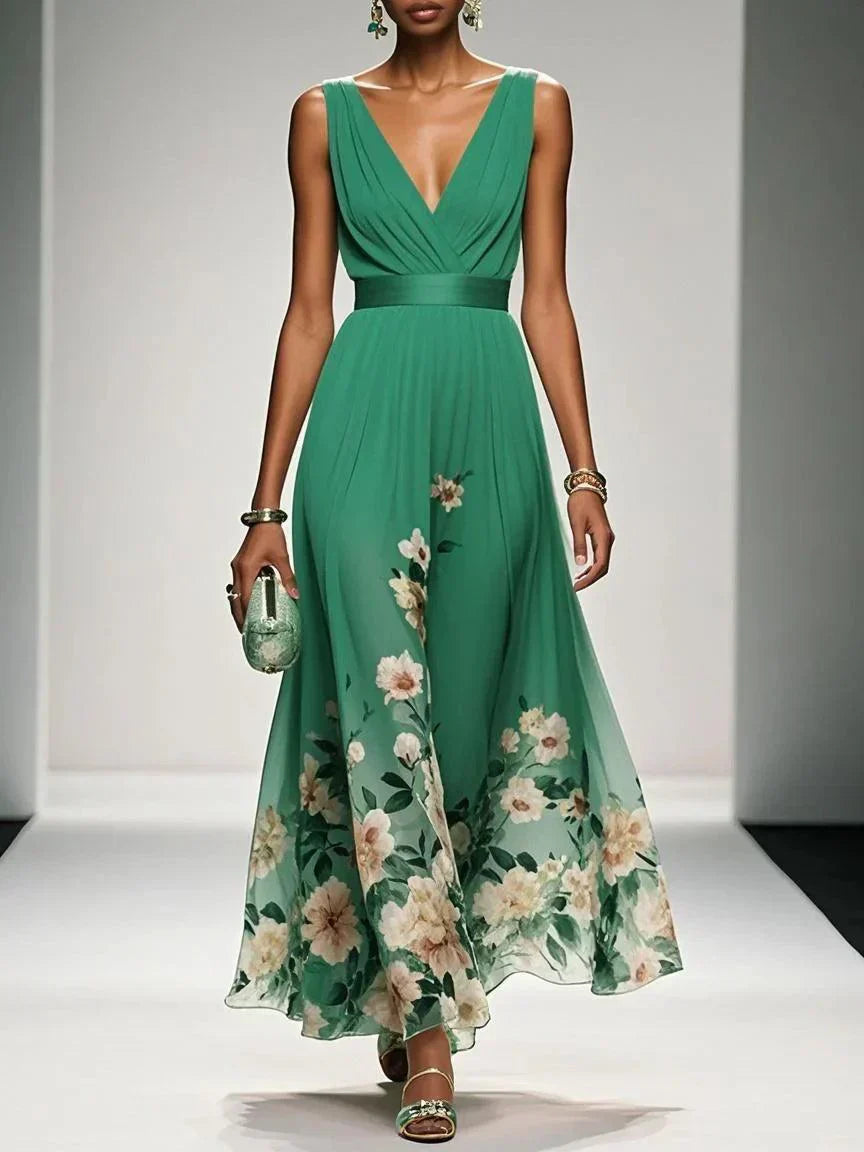 Sarah | Robe Maxi Florale à Décolleté en V