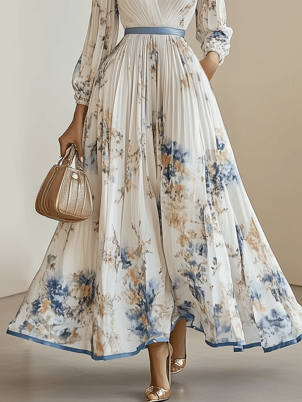 Maëlle | Robe Maxi Florale à Manches Volumineuses