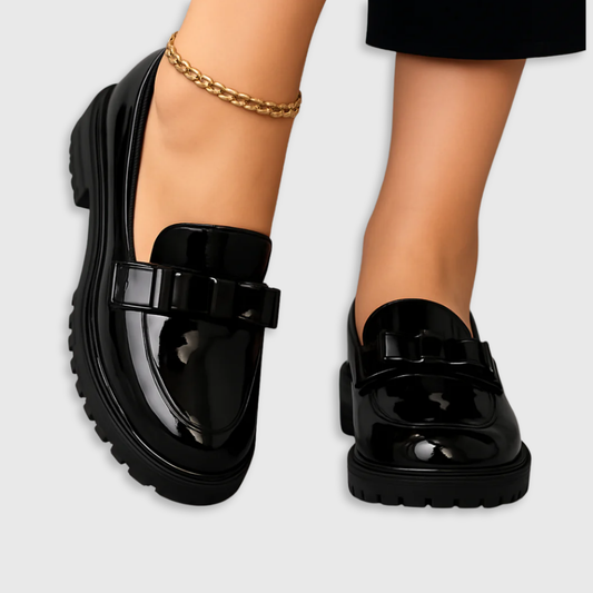 Audrey | Mocassins à Talon Bloc avec Nœud