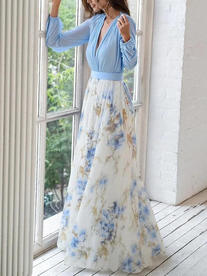 Adèle | Robe Maxi Florale Élégante à Décolleté en V