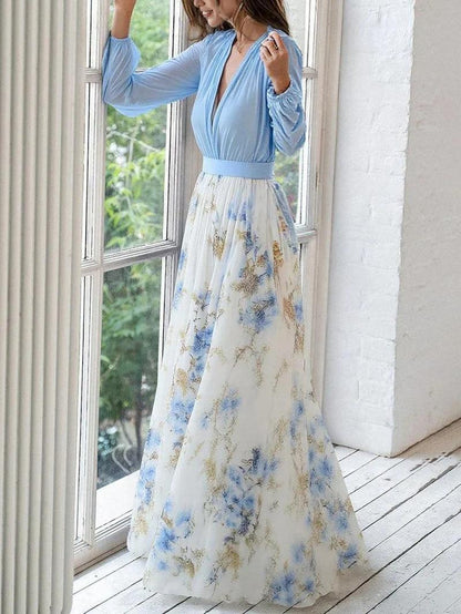 Adèle | Robe Maxi Florale Élégante à Décolleté en V