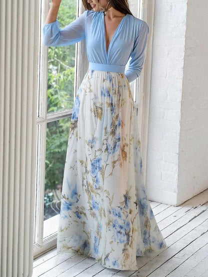 Adèle | Robe Maxi Florale Élégante à Décolleté en V
