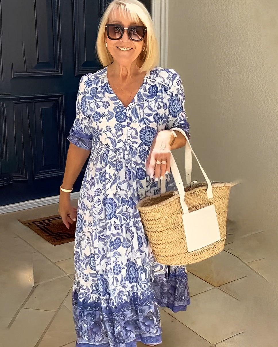 Camille | Robe Florale à Décolleté en V