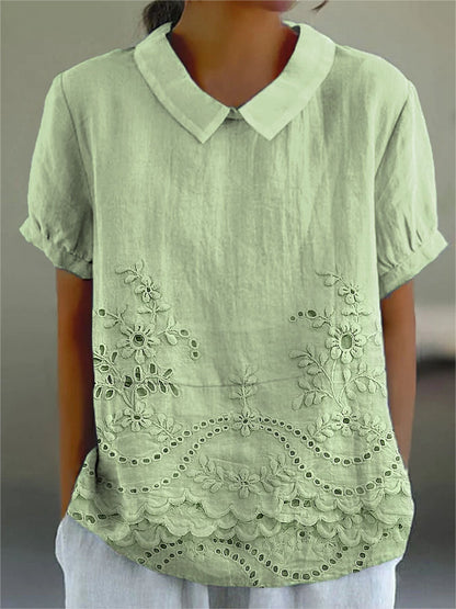 Élise | Chemise à Motif Floral Brodé