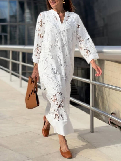 Violette | Robe Midi Florale Style Plage à Décolleté en V