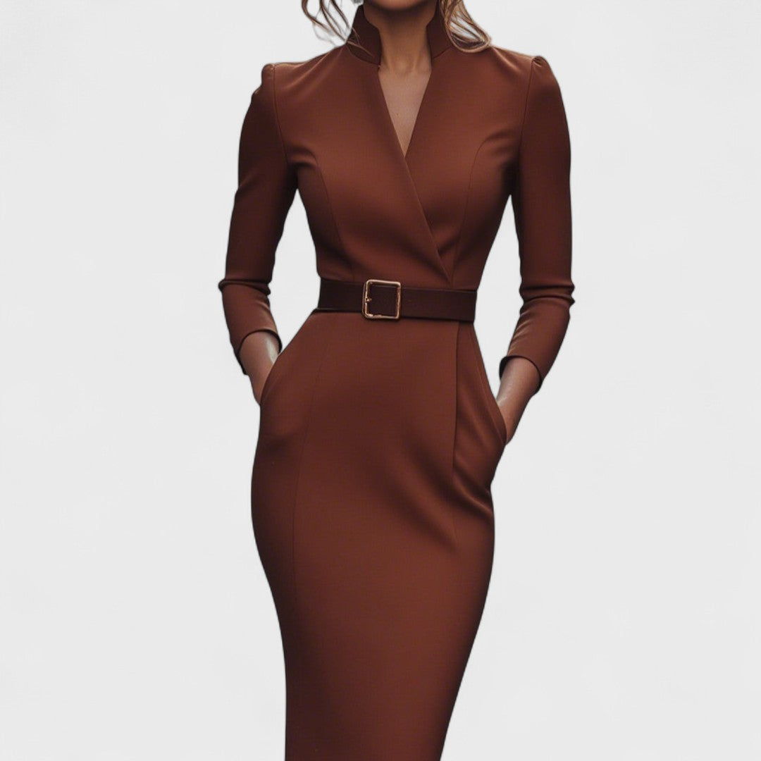 Oréliane™ | Robe Tailleur Ceinture Classique