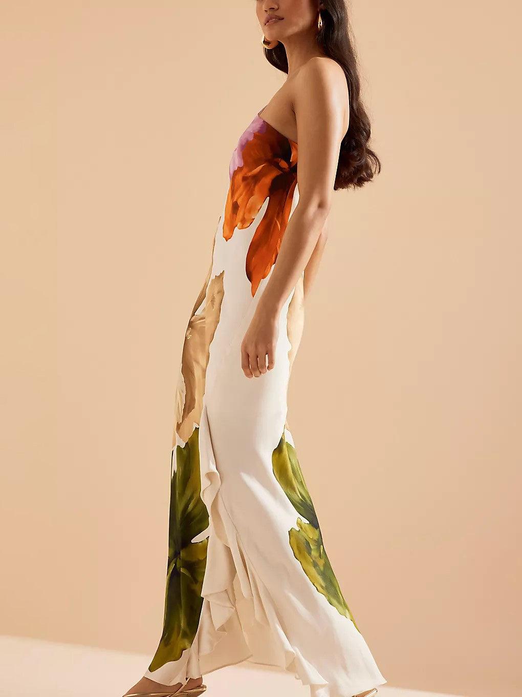 Océane | Robe Maxi Florale Élégante à Une Épaule