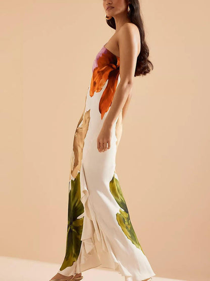 Océane | Robe Maxi Florale Élégante à Une Épaule