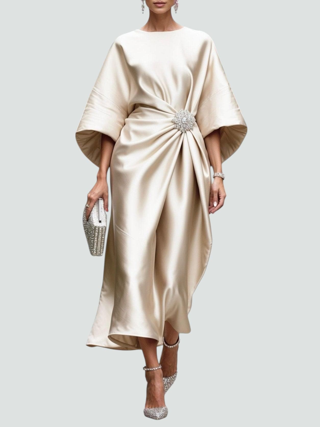 Évarise™ | Robe Longue Drapée Broche