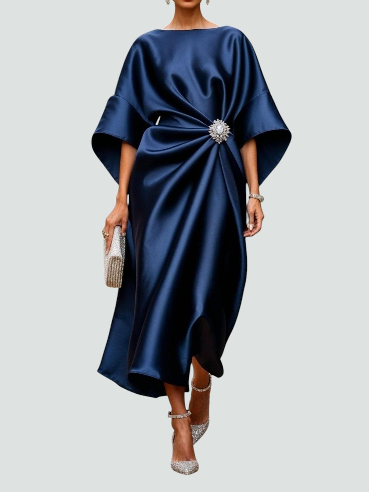 Évarise™ | Robe Longue Drapée Broche