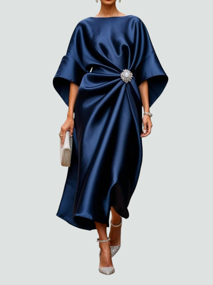 Évarise™ | Robe Longue Drapée Broche