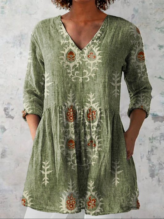 Élise | Blouse Longue à Col en V