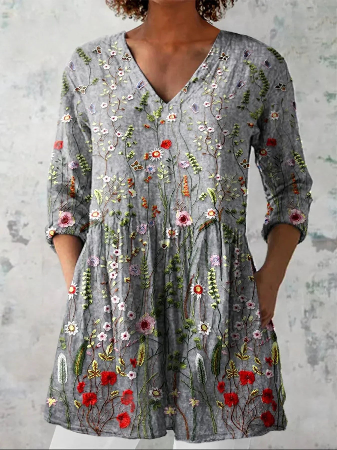 Bérénice | Chemise Décontractée à Motif Floral Artistique Vintage