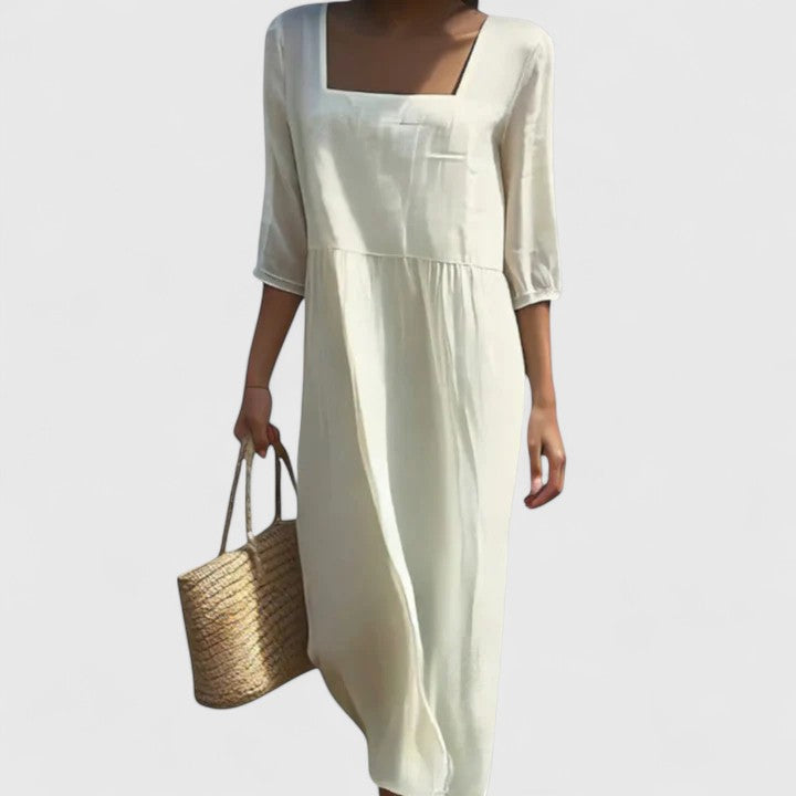 Alméline™ | Robe Midi Col Carré