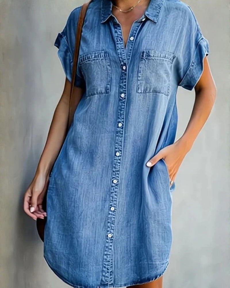 Velmira™ | Denim Robe Chemise Style Léger Et Moderne