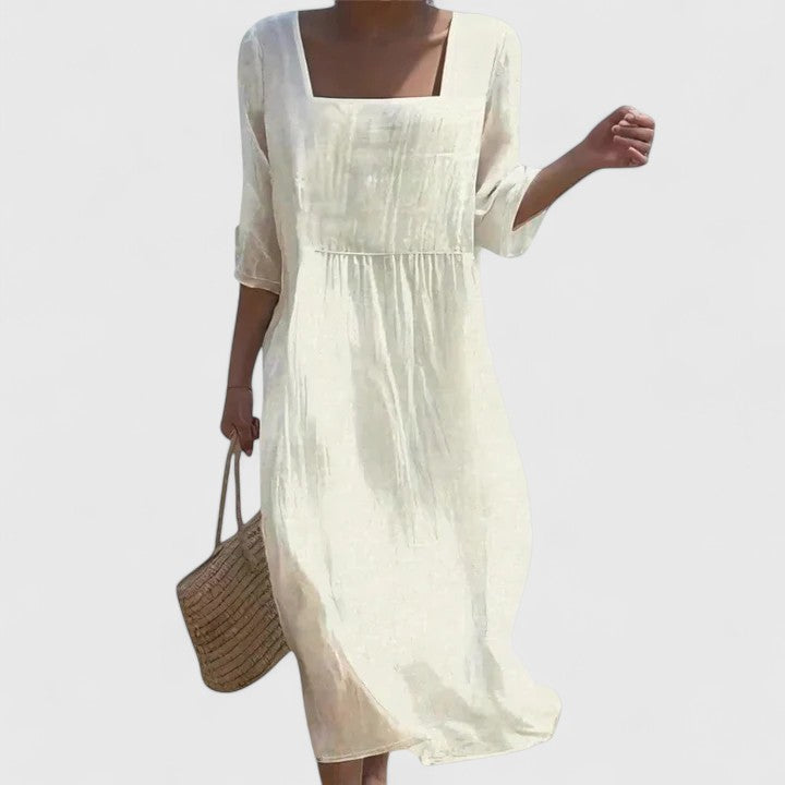 Alméline™ | Robe Midi Col Carré