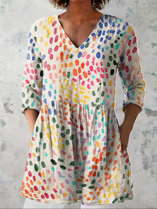 Mireille | Chemise Artistique à Pois Aquarelle