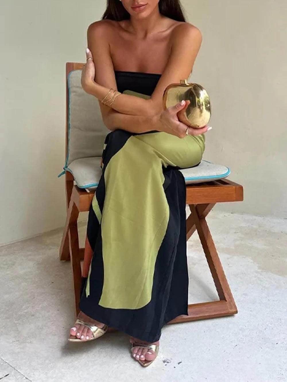 Victoire | Robe Midi Style Île à Blocs de Couleurs