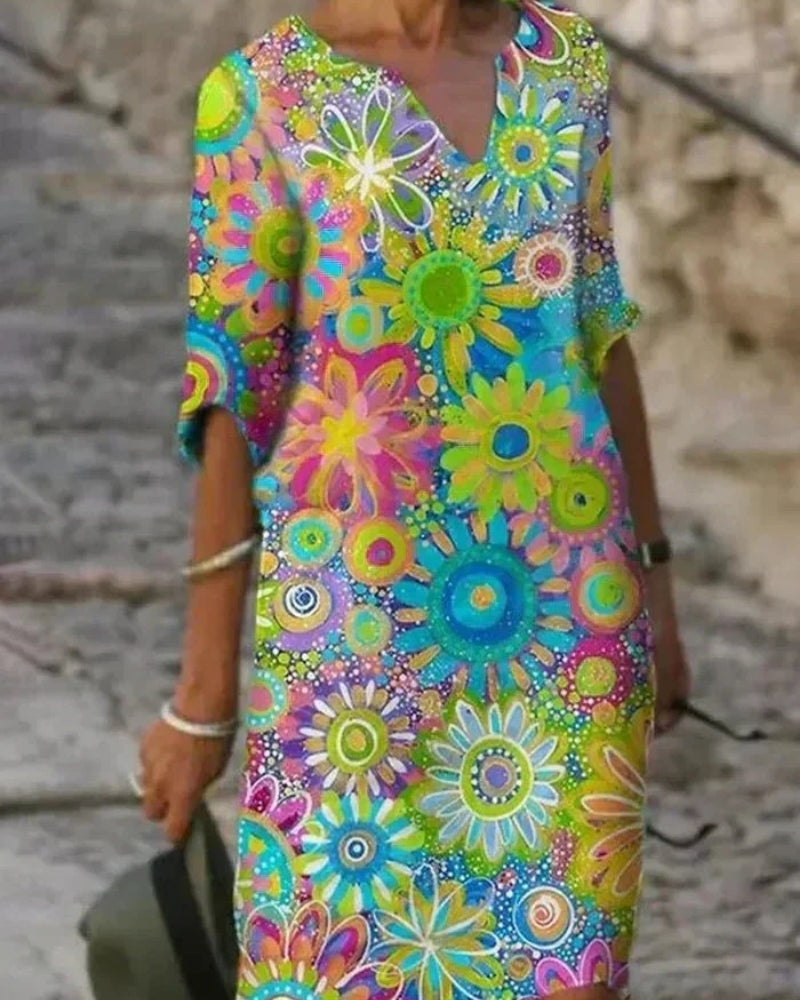 Élodie | Robe Midi Florale Éclatante