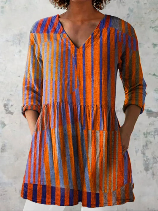 Colette | Chemise Vintage à Rayures Artistiques