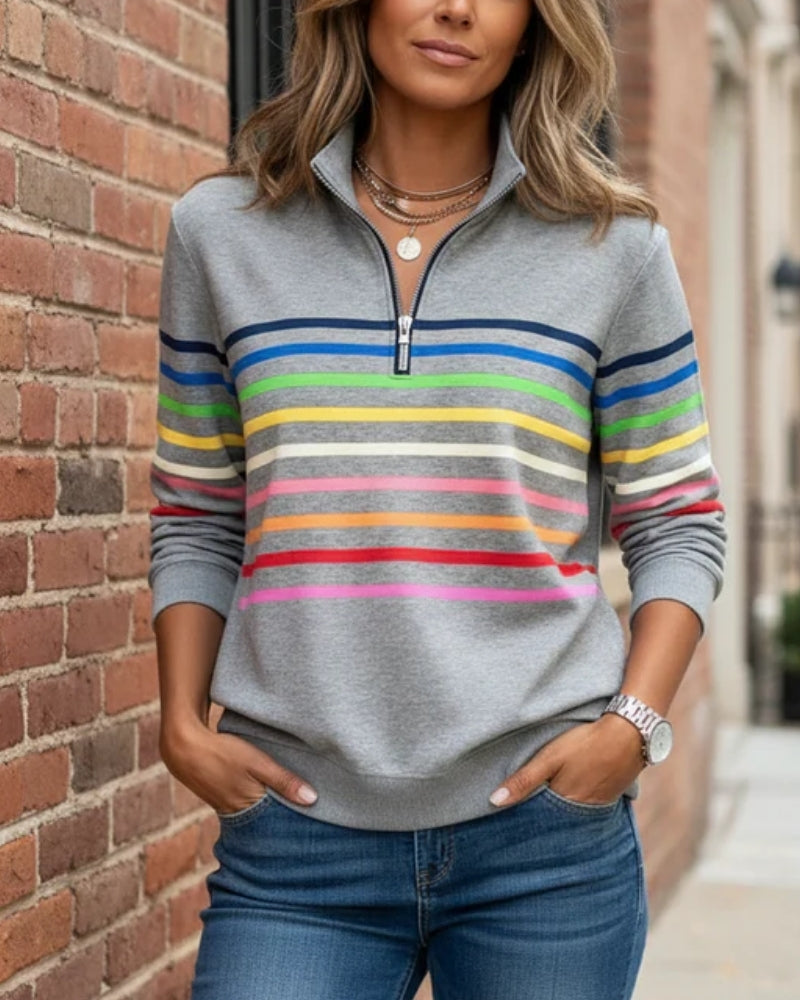 Jeanne | Sweat à Fermeture Éclair à Motif Coloré