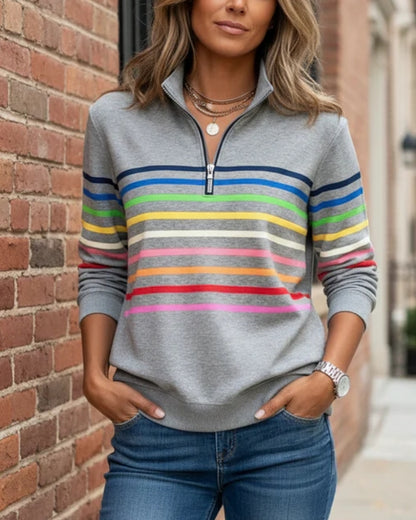 Jeanne | Sweat à Fermeture Éclair à Motif Coloré