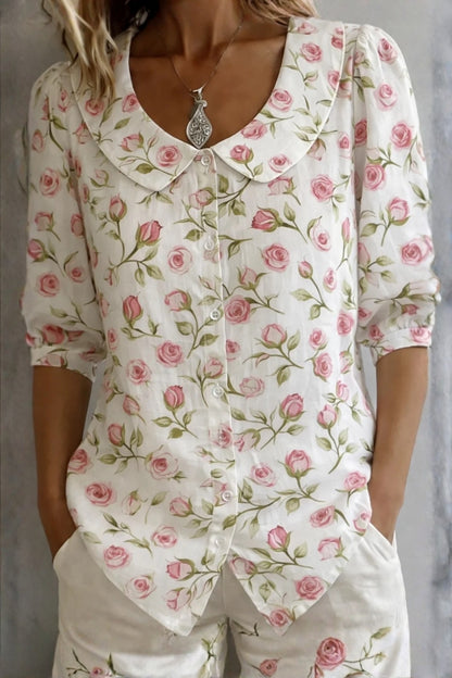 Élodie | Blouse Florale Élégante