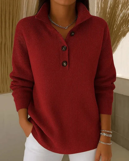Élise | Pull Élégant à Col et Boutons