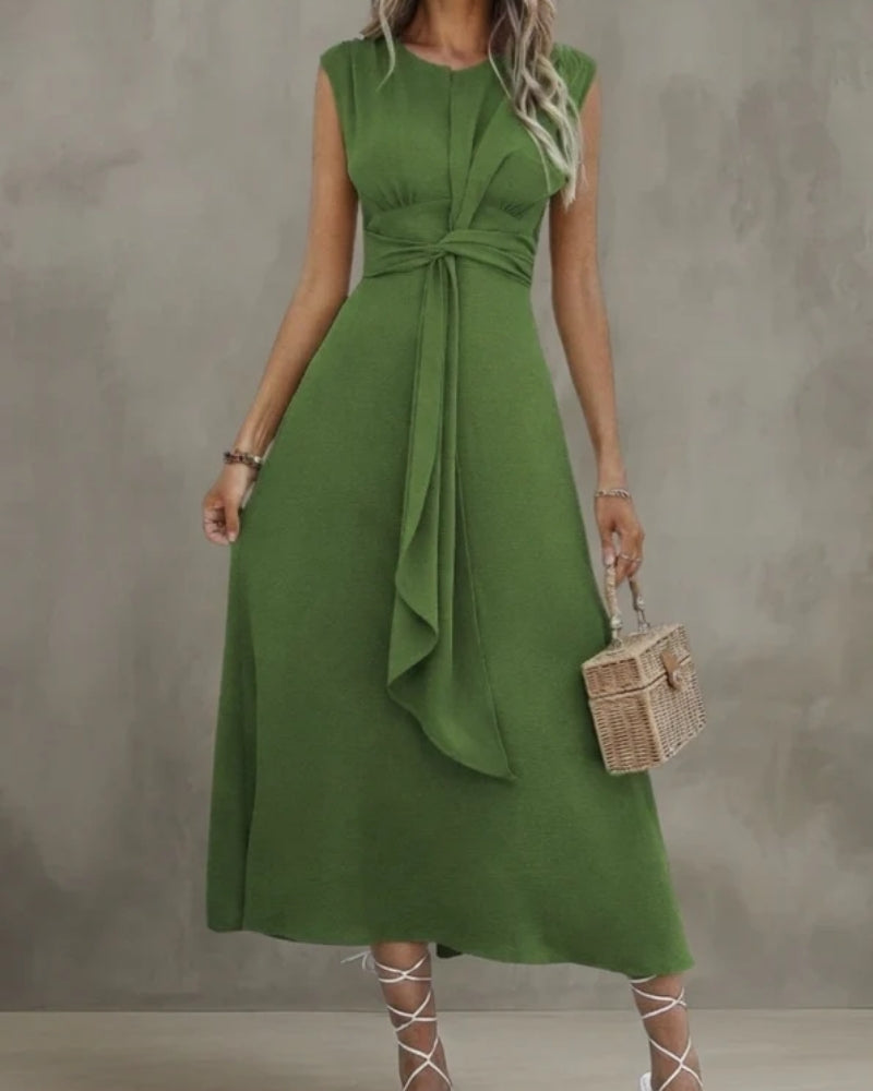 Élise | Robe Maxi Élégante Sans Manches à Col Rond