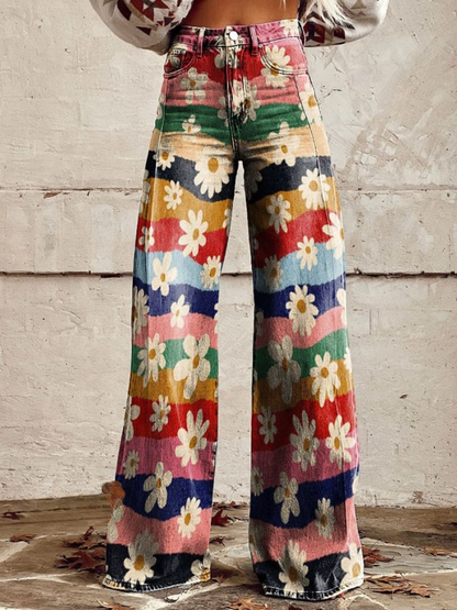 Marion | Pantalon Élégant à Motif Floral