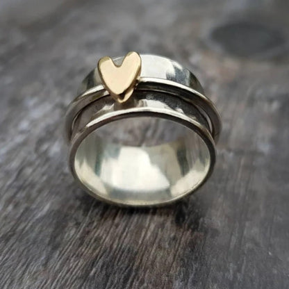Azélie™ | Bague Argent Cœur Or