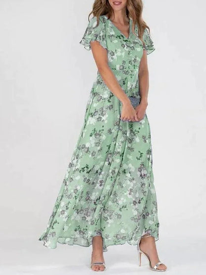 Florevina™ | Robe Florale Manches Volantées