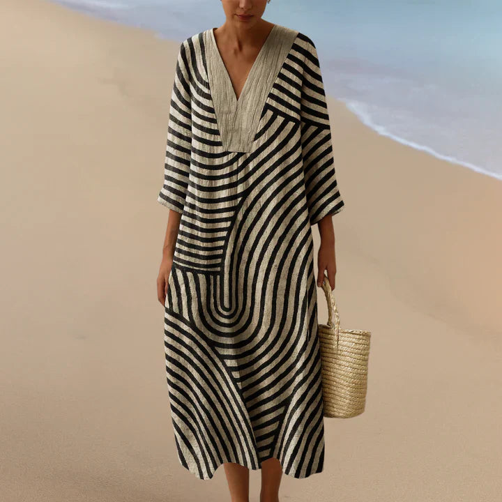 Valerisse™ | Robe Maxi Spirales Graphiques