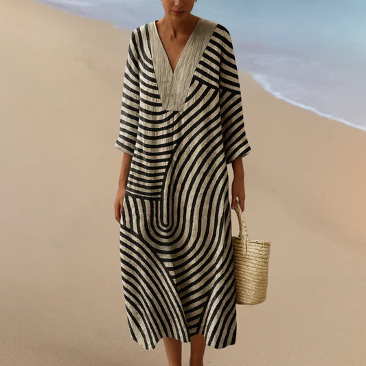 Valerisse™ | Robe Maxi Spirales Graphiques